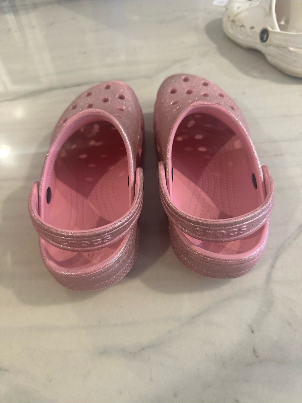 CROCS Kids Clogs in White and Pink Glitter - Picture 9 of 11